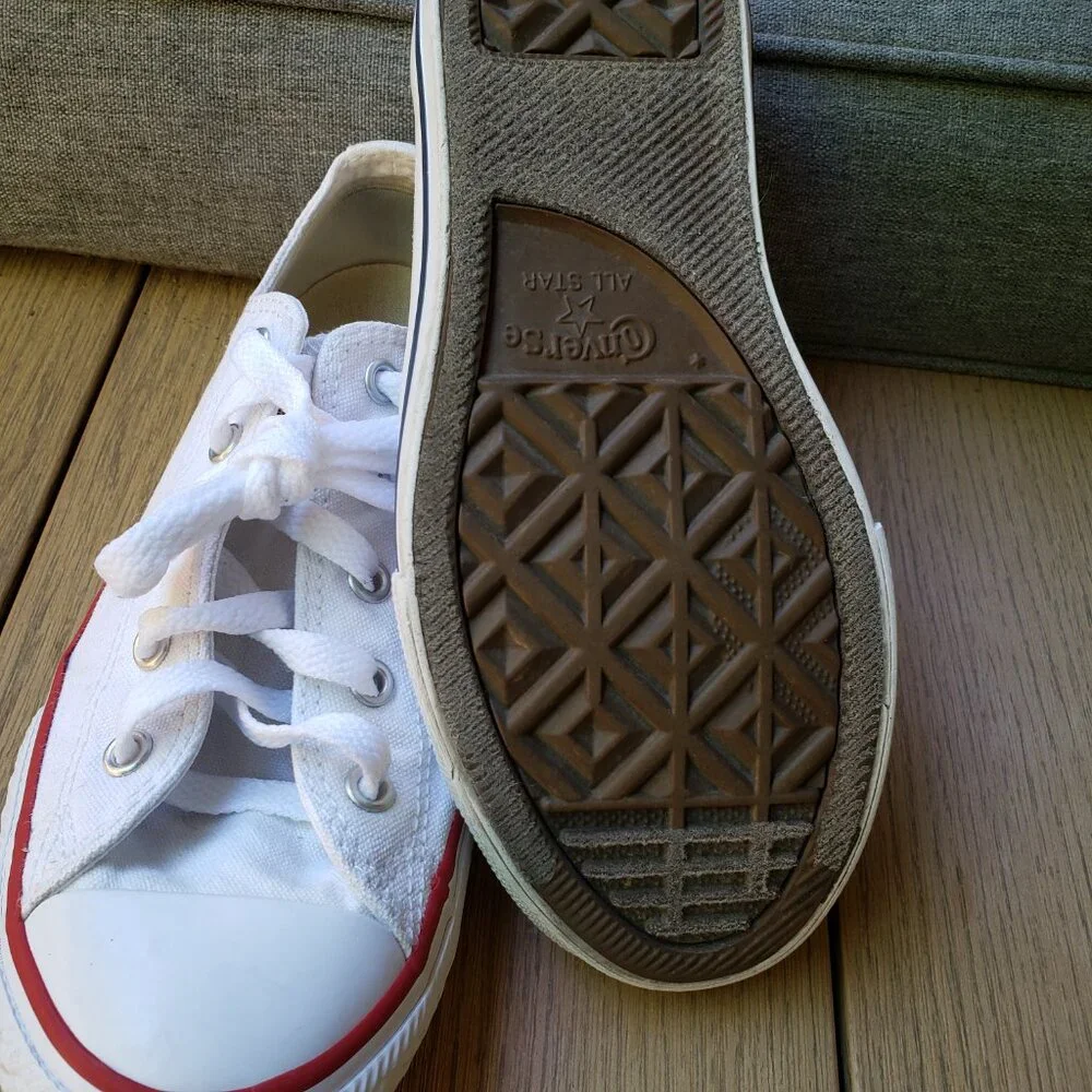 EUC CTAS Converse vintage old school optic white canvas (3Y) KICKS
